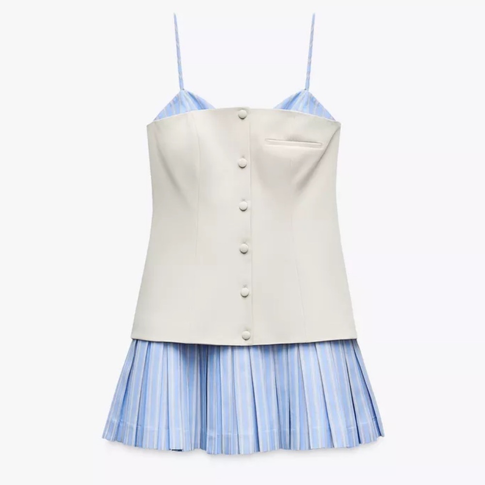 Zara combination short poplin dress